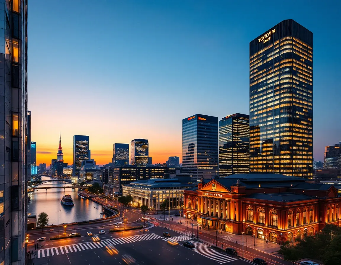Tokyo Marunouchi financial district at dusk
